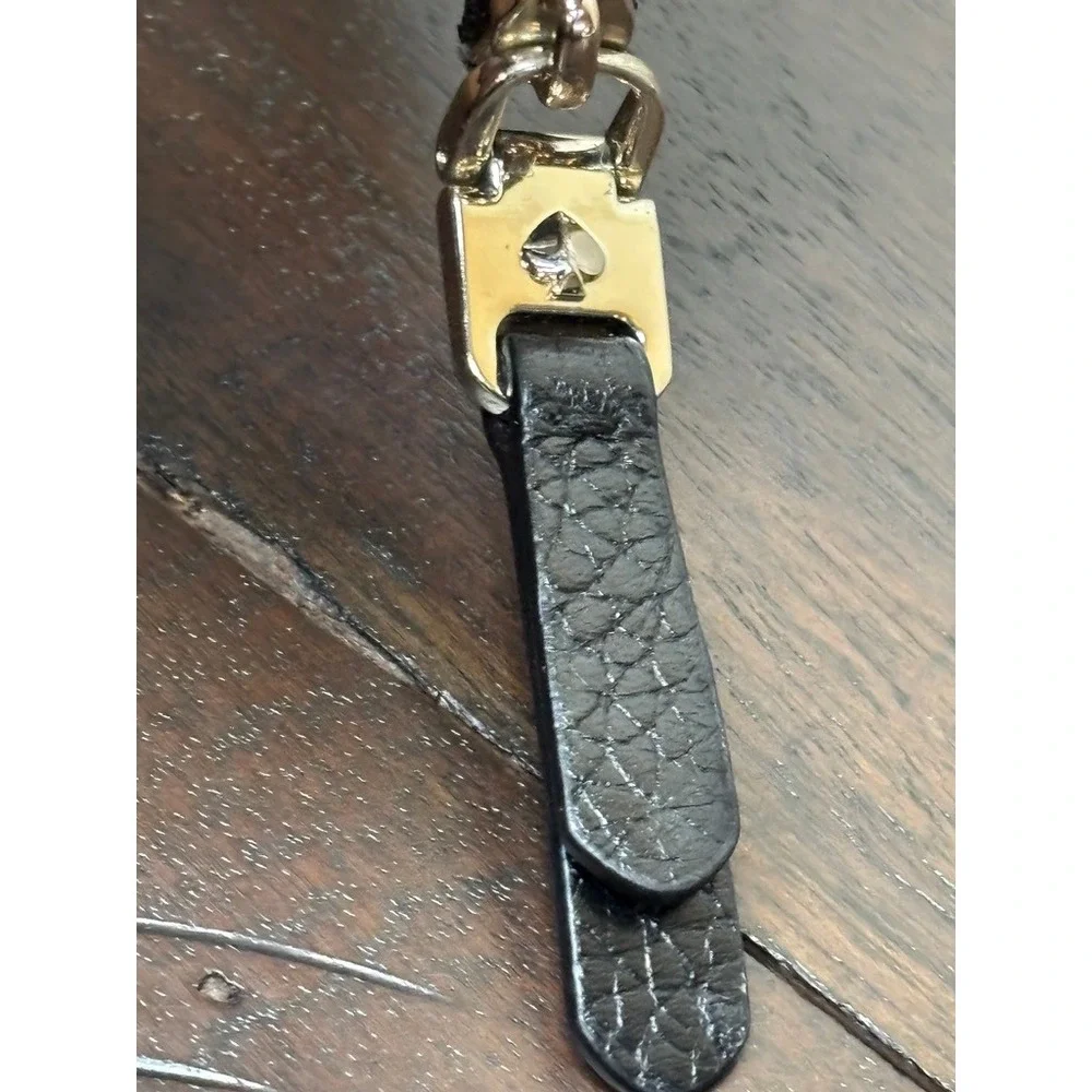 Kate Spade New York Roulette black‎ pebbled leather zip card holder